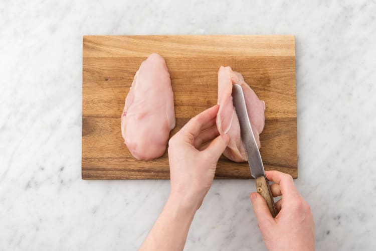 Cut a slit into each chicken breast