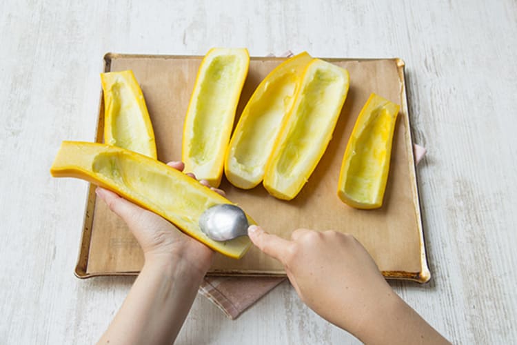 Scoop the seeds from the zucchini