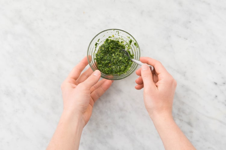 Prep and make the chimichurri