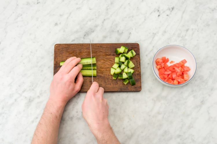Make the cucumber-mint salsa