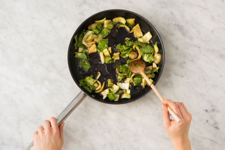 Cook Bok Choy and Glaze Chicken