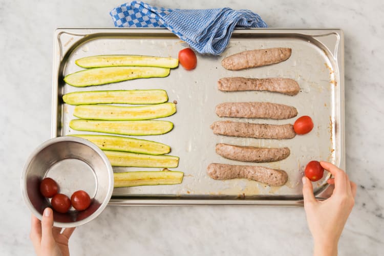 Broil Veggies and Sausages